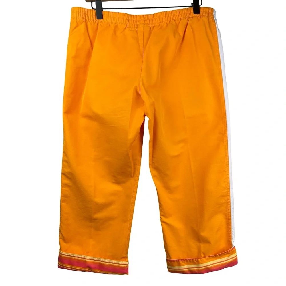 Nike Orange Striped Athletic Bright Trim Drawstring Waist Capri Pants  M - Picture 6 of 13